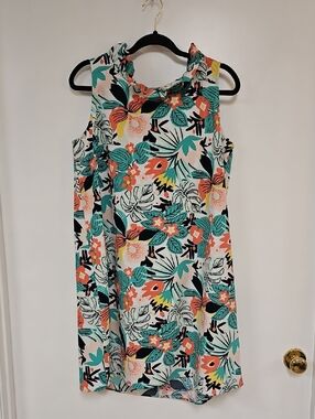 crown & ivy Coral, Teal & Cream Tropical Shift Dress